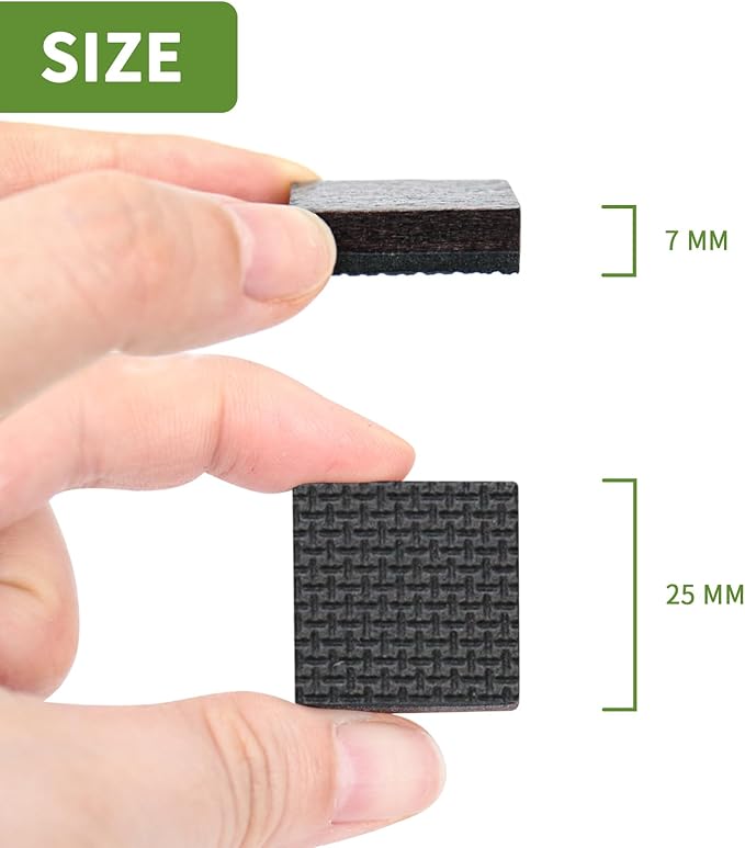 COVERCORNER Non Slip Furniture Pads 60 PCS 1'' Square - Anti Slip Furniture Pads - Self Adhesive Rubber Feet Furniture Feet - Chair Leg Floor Protectors - Keep Furniture in Place