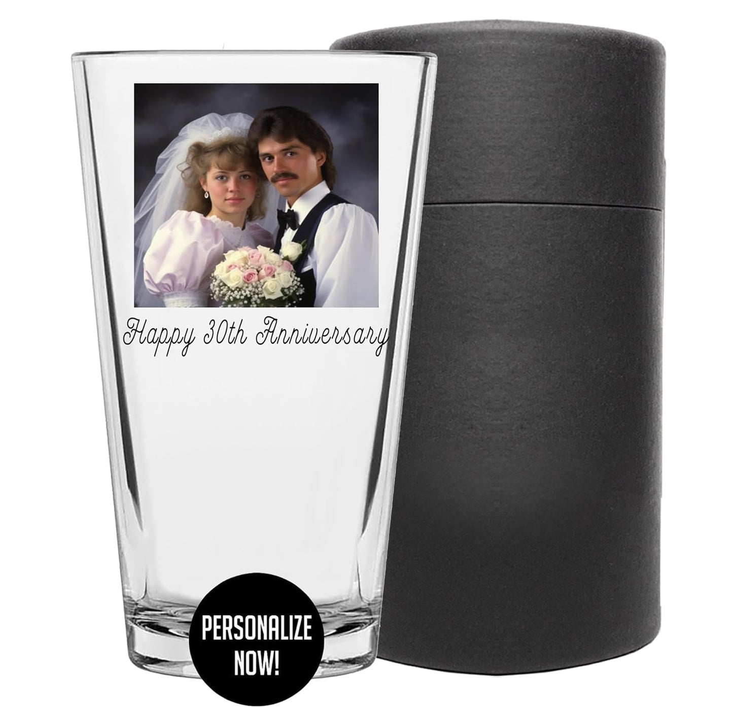 Personalized 16oz Photo Picture Print Pint Beer Glass - Wedding Gifts Anniversary for Couple, Parents Husband Wife, Best Unique Gift Ideas 20th 25th 30th 40th 45th 50th 60th, Year Anniversary