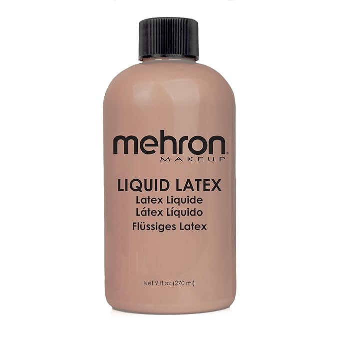 Mehron Makeup Liquid Latex | SFX Makeup | Halloween Latex Makeup | Latex Glue for Skin | Prosthetic Glue 9 fl oz (266 ml) (Dark Flesh)