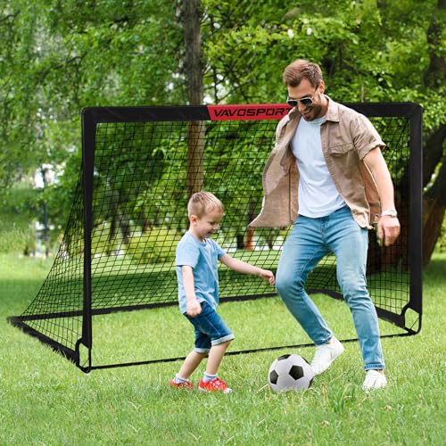 VAVOSPORT Soccer Goal, 2 of 6'x4' Kids Soccer Goals for Backyard Set, Portable Pop Up Soccer Net, Practice Soccer Training...