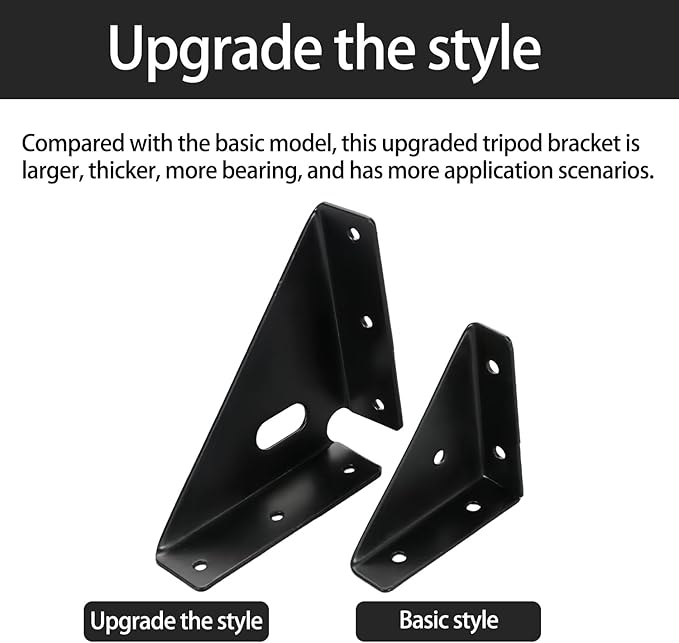 4 Pcs Heavy Duty Gusset Joints, Trapezi Corner Code, Bracket Corner Brace Bracket Fasteners, Furniture Shelf Support Joint Fasteners for Table, Chair Cabinet Bed Stabilization (Black)