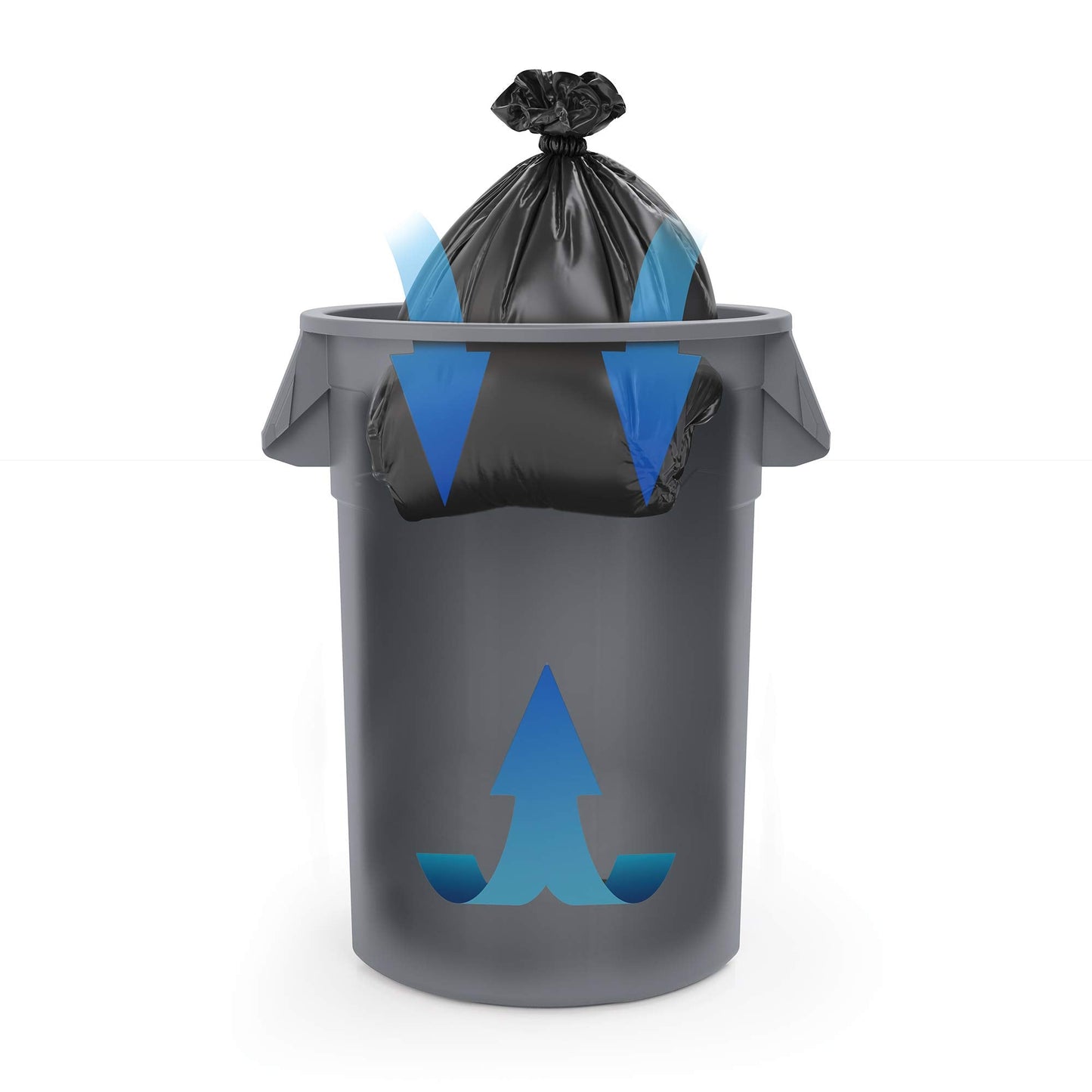 Suncast Commercial Products 44 Gallon Trash Can with Vented Channels, Ergonomic Handles, Rolled Upper Lip, Made in The USA, Blue, Made in The USA