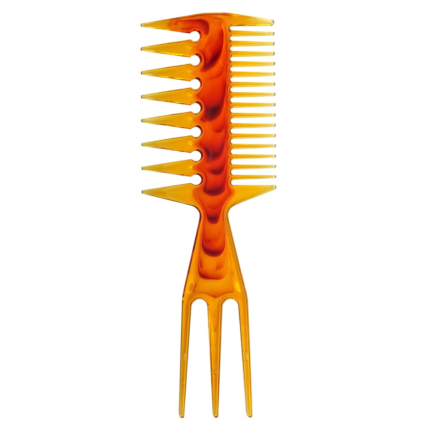 Losaria Hair Pick Comb, 3 In 1 Fish Tail Bone Shape Professional Stylist Comb, Amber (Hairdressing Salon, Home Personal Applicat