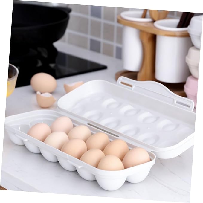 Compartment Gray Plastic Egg Storage Bin with Airtight Lid Anti-crack Refrigerator Organizer Box for Kitchen Preservation and Easy Handling Stackable Egg Holder for Home Use