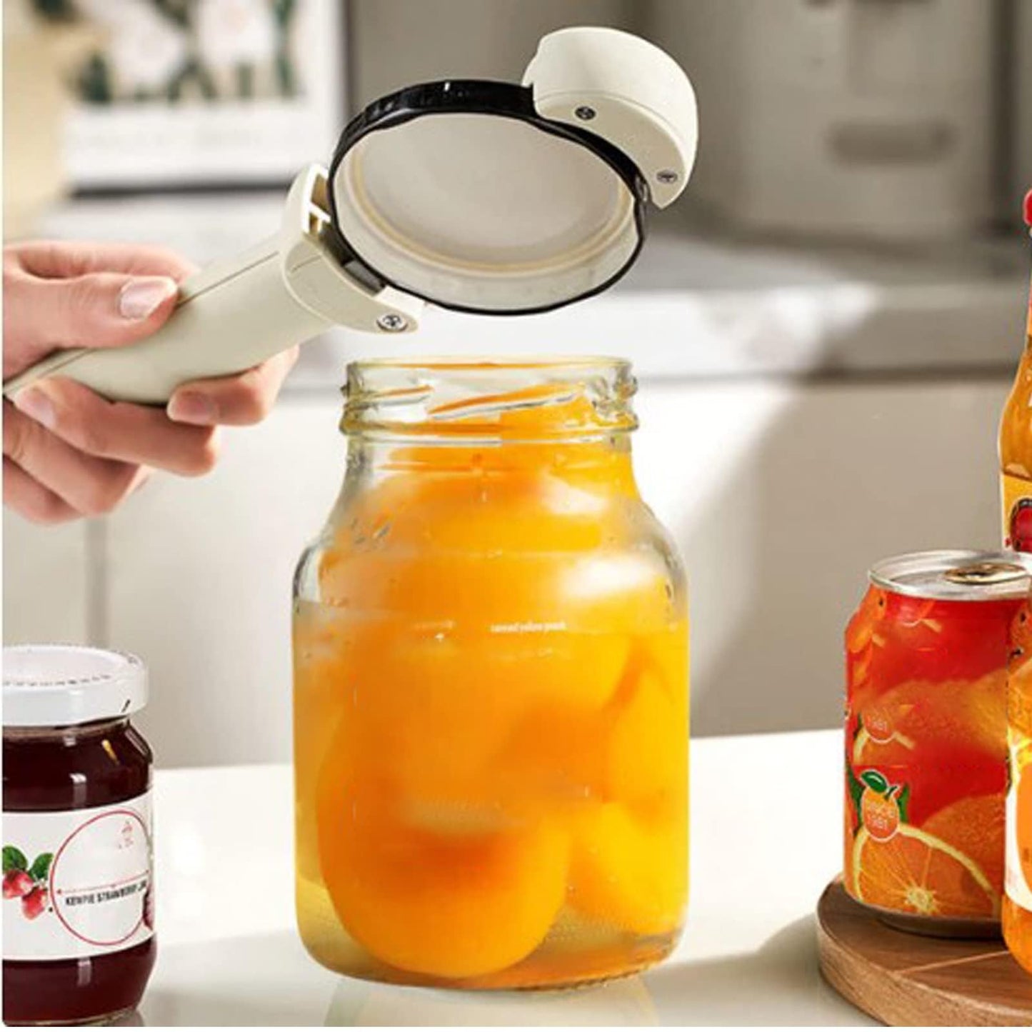Multifunctional Retractable Bottle Opener - Adjustable Multifunctional Can Opener Jar Lid Gripper - 2024 New Jar Opener Bottle Opener for Weak Hands, Senior Arthritis (White)