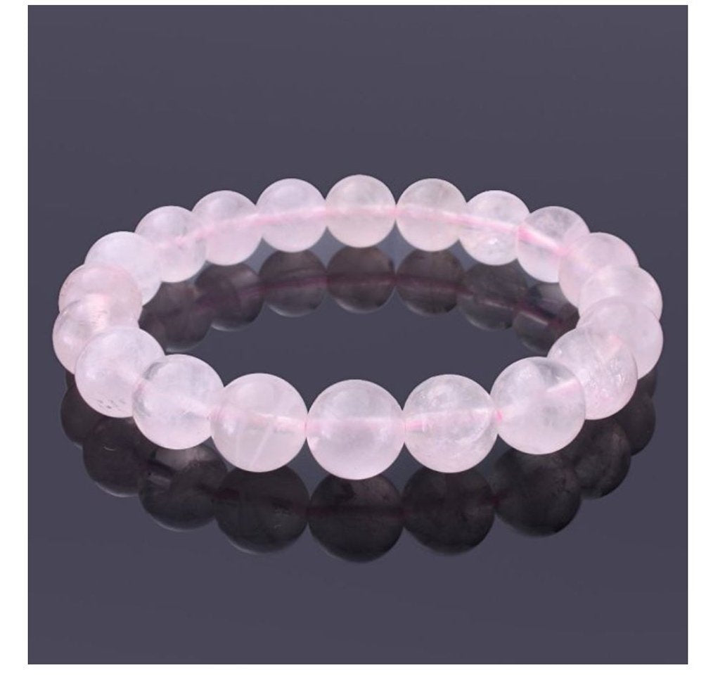 Adabele Real Natural Pink Rose Quartz Gemstone Beaded Bracelet 8.5 inch Stretch Chakra Healing Crystal Stone Jewelry Women Mom G