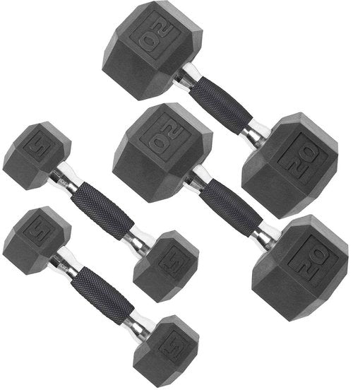 CAP Barbell 50 lbs Coated Dumbbell Set with Comfort handles, 5LBx2, 20lbx2