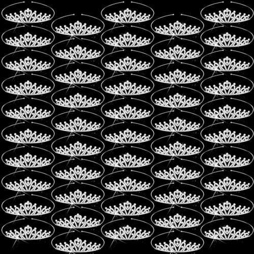 Tondiamo 50 Pcs Tiaras Bulk for Girls Princess Crown Rhinestone Tiaras Bendable Adjustable Headband for Kid Hair Accessory