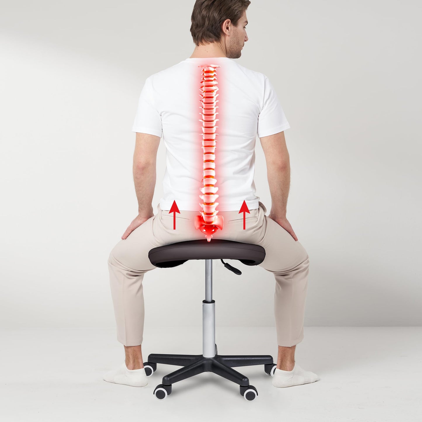 Master Massage Adjustable Hydraulic Saddle Rolling Stool – Ergonomic Salon, Tattoo, Spa, Medical & Dental Chair, Coffee