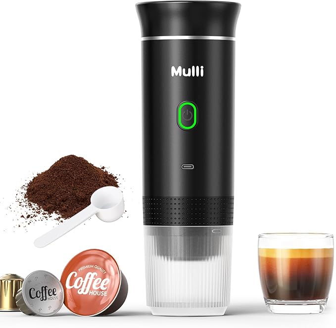 Mulli Cordless Electric Espresso Machine‌‌-Portable Coffee Maker for Ground Coffee & NS Capsule with Self-Heating Technolo...