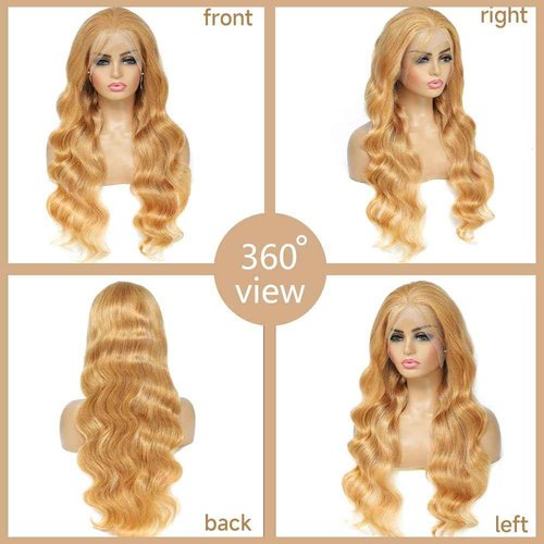 KERUISI 26 Inch Honey Blonde Wig Human Hair 200% Density 13x6 Body Wave Pre Plucked Glueless HD Transparent Lace Frontal Wigs Human Hair for Women