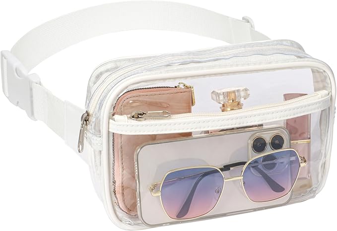 Veckle Clear Fanny Pack Stadium Approved - Plus Size Only 35" - 51" Transparent Belt Bag for Women Crossbody Clear Bag for...