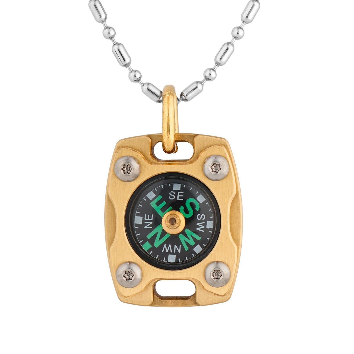 MecArmy CMP2 Brass Mini Compass, Pocket Compass Hiking Survival, Small IPX5 Waterproof, Glow-in-The-Dark, Compact, Necklace Pend