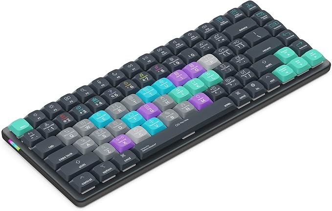 JCPAL DaVinci Resolve Keyboard • Dash Wireless Shortcut Keyboard for Mac and PC • Shortcut Hotkeys, Color-Coded Key Guide, Fully Customizable, Compact Low-Profile Design