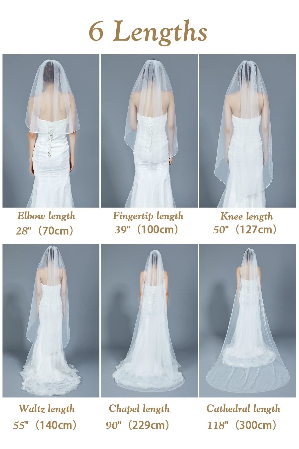 BEAUTELICATE Wedding Bridal Veil with Comb 1 Tier Cut Edge Veil