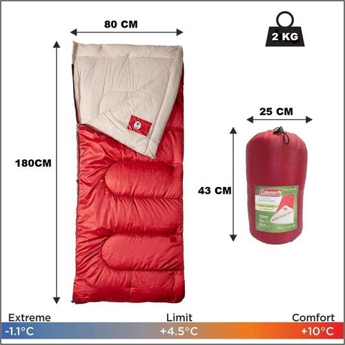 Coleman Palmetto Cool-Weather Sleeping Bag, 30°F Lightweight Camping Sleeping Bag for Adults, No-Snag Zipper with Stuff Sack Included and Coleman Broadband Mesh Quad Camping Chair, Cooling Mesh Back with Cup Holder, Adjustable Arm Heights, & Carry Bag; Su