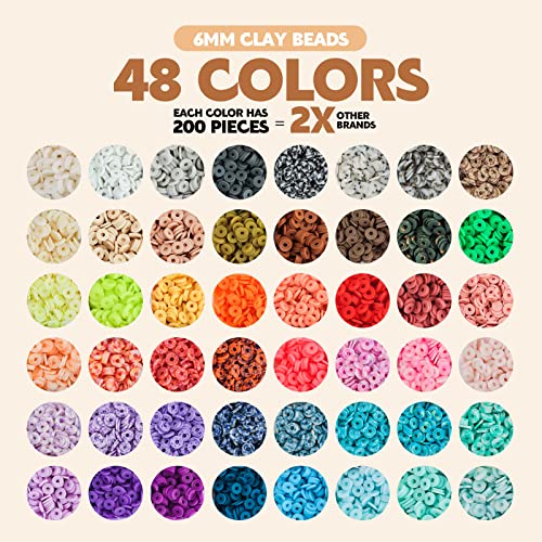 Pizooro Clay Beads 3 Boxes Bracelet Making Kit, 10500pcs Beads for Jewelry Making, Round Letter Beads with Charm and Elast...