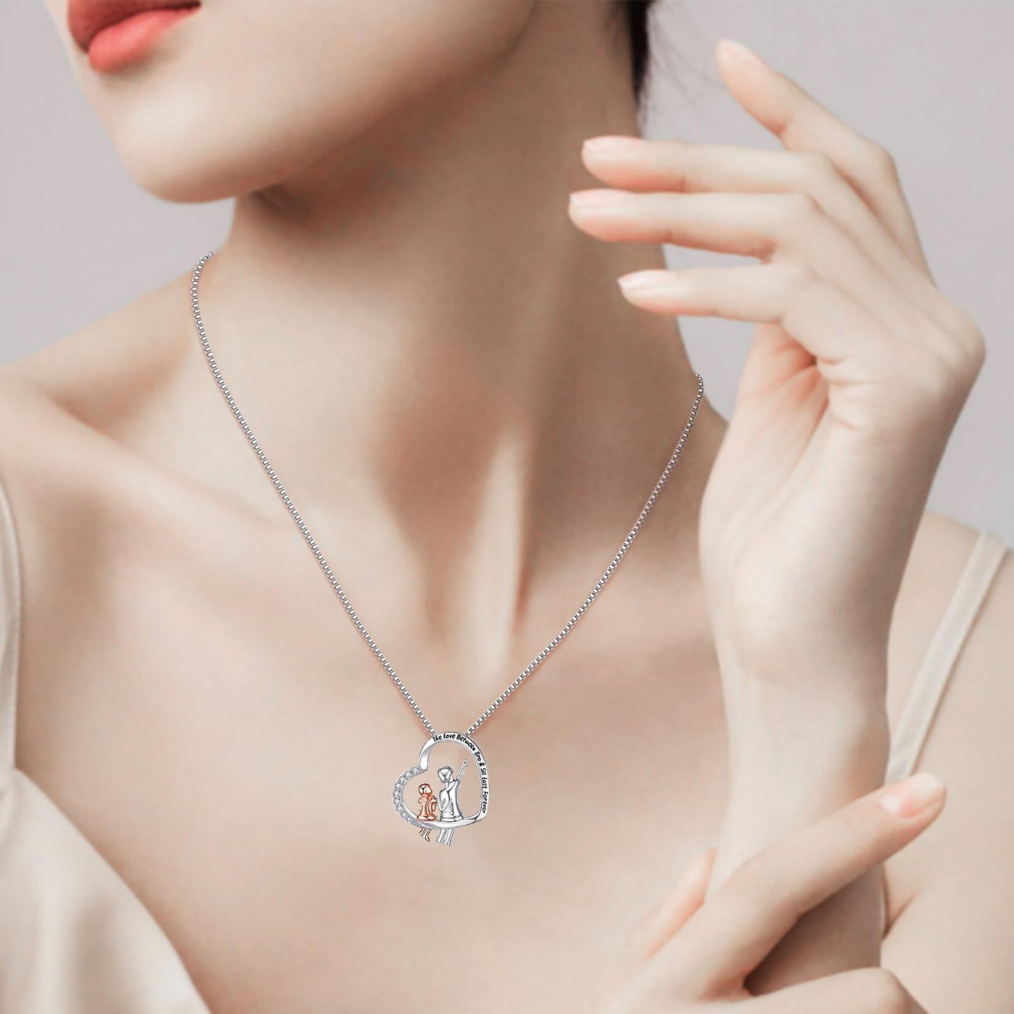 URMWMOO Gifts for Sister from Brother 925 Sterling Silver Brother and Sister Heart Pendant Necklace Jewelry Birthday Christmas Graduation Gifts for Women