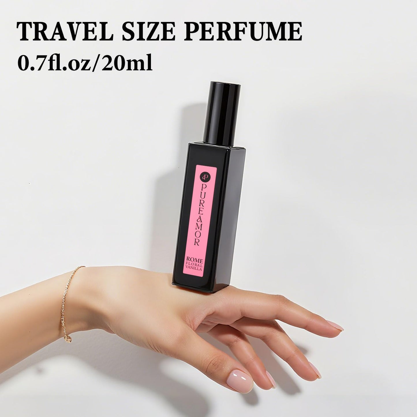 PUREAMOR ROMAN Blossom Vanilla Perfume for Women, Cozy Floral Jasmine & Sweet Vanilla Fragrance, Long Lasting Extrait de Parfum, Advanced Fragrance Travel Size 0.7 oz/20ml Perfume Spray