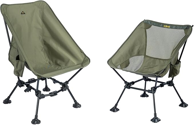 iClimb 1 Anti-Sink Large Feet Chair and 1 Two-Heights Light Compact Anti-Sinking Chair, Ultralight Compact for Adults Outd...