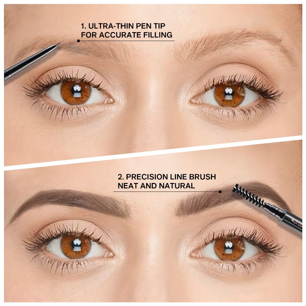 5 Pcs Dual-Sided Auto-rotate Ultra-Fine Tip Eye Brow Pencils Pack,Draws Tiny Precise Brow Makeup, Defines, Fills Brows, Shapes,