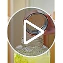 1 Gallon Glass Drink Dispenser with Acacia Wood Stand and Lid,Clear Embossed Beverage Dispenser with Stainless Steel Spigo...