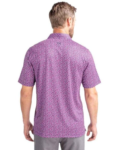 Cutter & Buck Pike Magnolia Print Stretch Men's Polo, Black/Polished