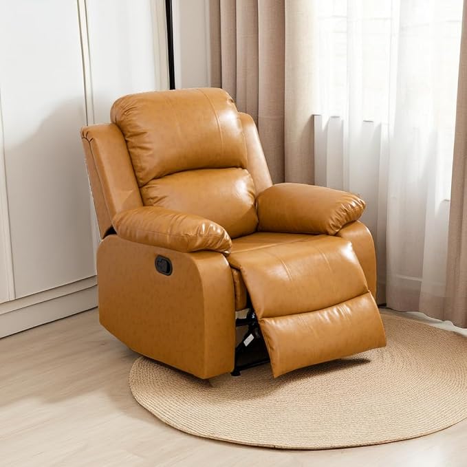A Ainehome Living Room Furniture Set Bonded Leather Recliner Sofa Set Loveseat Chair Furniture Sofa Set for Living Room/Small Space/Rv/House/Office/Theater Seating (AA-Ginger Leather, Chair)