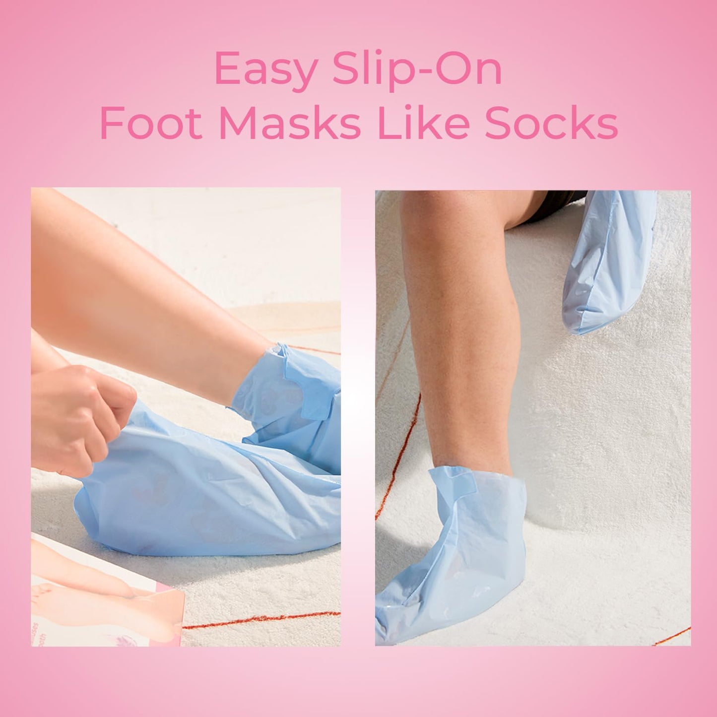 SAISZE Foot Peeling Mask, 4 Pairs, Lavender, Natural Exfoliating Foot Mask for Dry Cracked Feet, Dead Skin Callus Remover for Ba