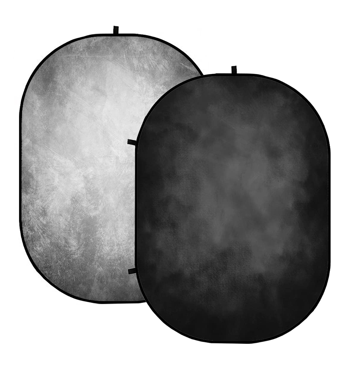 Kate 5x6.5ft(1.5x2m) Collapsible Backdrop Folded Microfiber Professional Grey and Black Double-Sided Pop up Collapsible Background for Photography