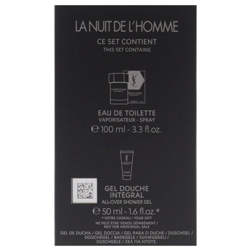 La Nuit De LHomme by Yves Saint Laurent for Men - 2 Pc Gift Set 3.3oz EDT Spray, 1.6oz Shower Gel