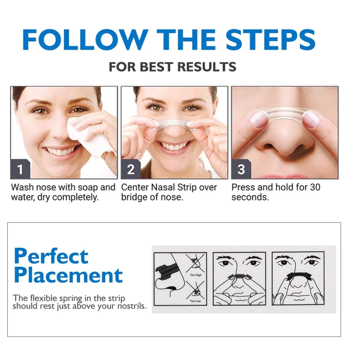 RZJZGZ Large Breathe Improve Nasal Strips to Reduce Snoring Works Instantly to Improve Sleep, Relieve Nasal Congestion Due to Colds & Allergies (60 Pack)