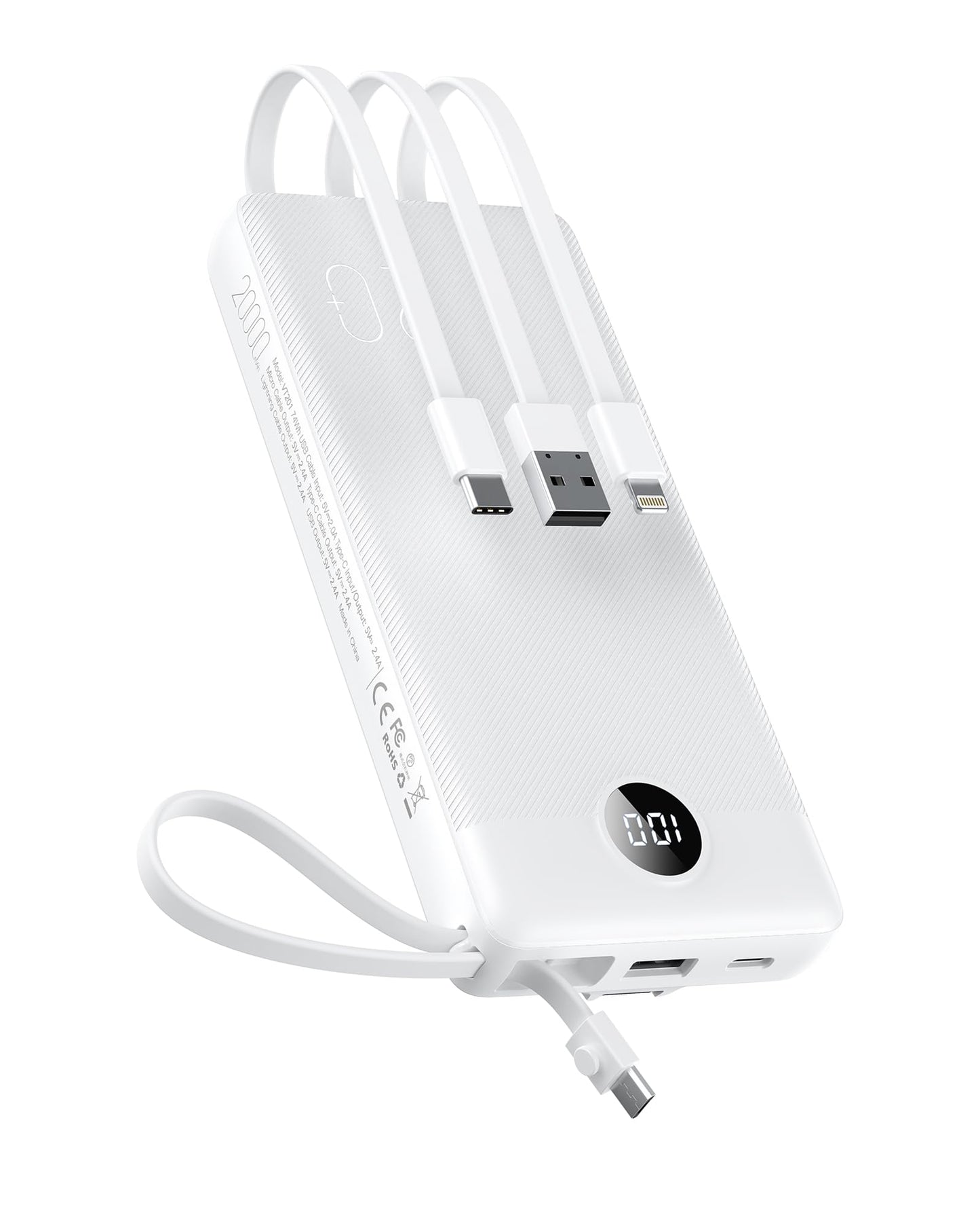 Veektomx Portable Charger Built-In Cables, 20000Mah Power Bank For Iphone, Fast Charge Usb C Battery Pack Travel Essentials Powe