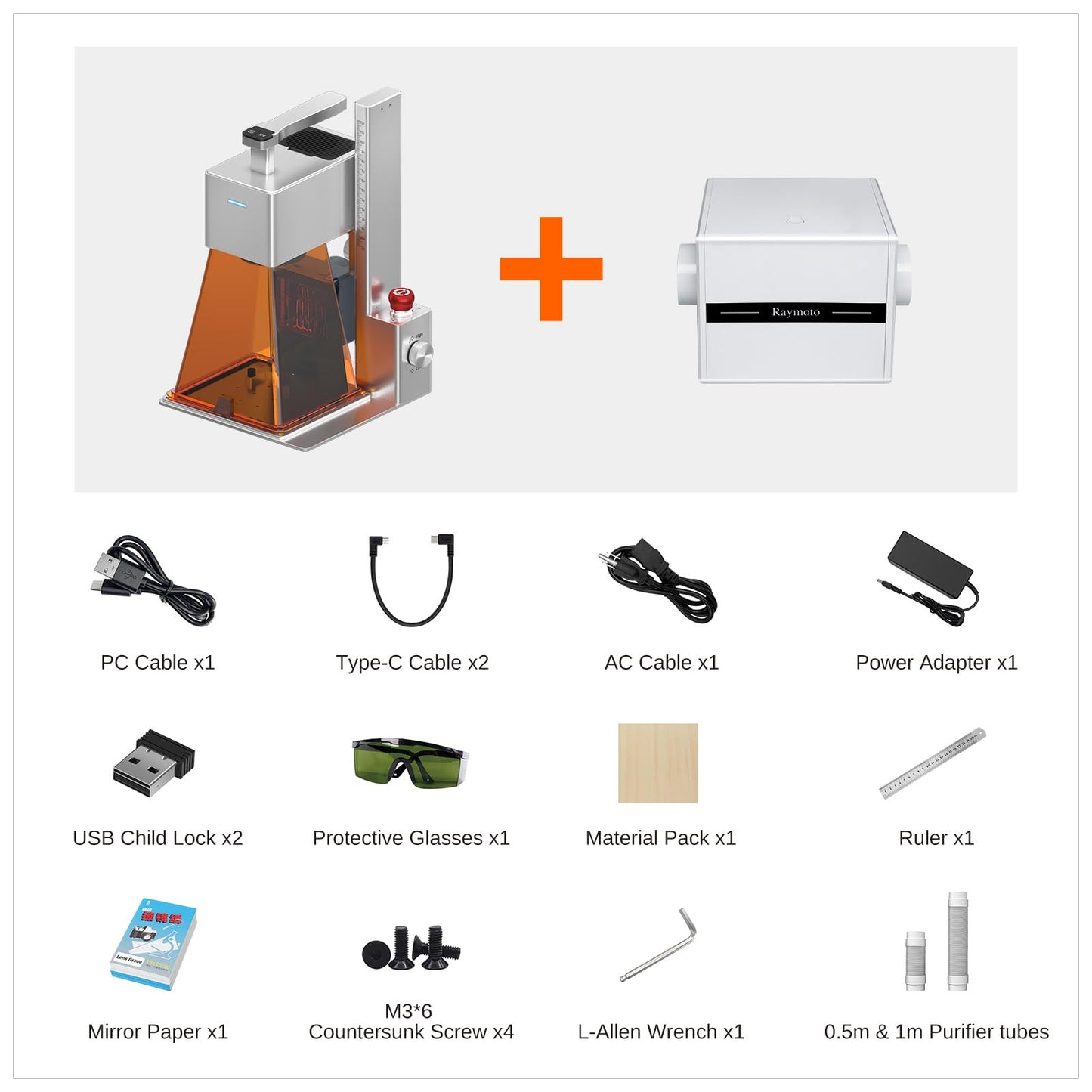 Raymoto R1 Laser Engraver 10W (10000mW), Portable Handheld Laser Engraving Machine and Purifier Set, 2000mm/s Lightning Speed Ultra HD Laser Engraving Machine for Wood Leather Acylic etc., Class 1