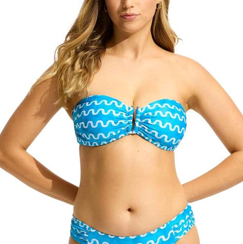 Seafolly Women's Standard DD U Tube Bandeau Bikini Top Swimsuit, Soundwave Turquoise