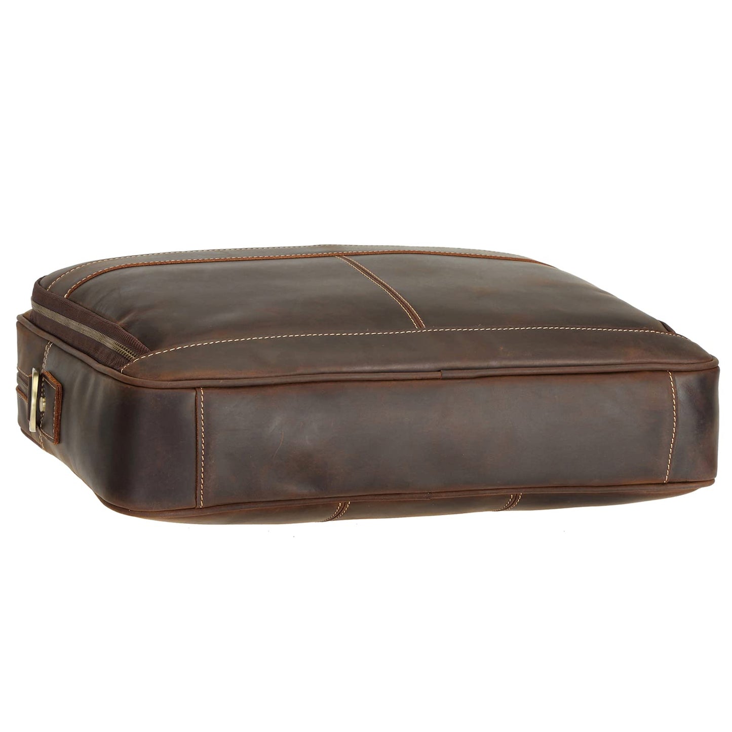 Polare Full Grain Leather 16.5'' Laptop Bag Briefcase for Men Business Messenger Work Bag Fits 15.6'' Laptop (Dark Brown)