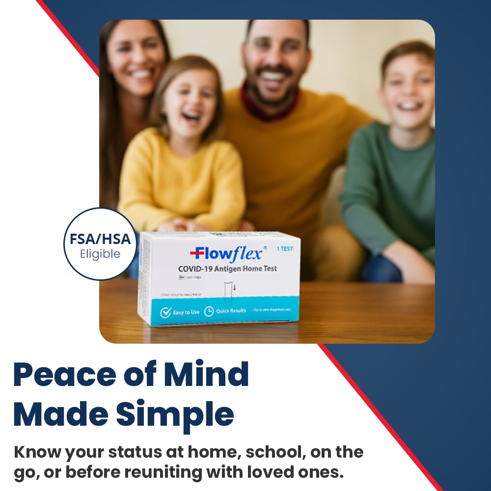 COVID Home Test Kit by Flowflex, Rapid Results in 15 Minutes, Trusted OTC COVID-19 Antigen Testing Kit, FSA and HSA Eligible, Easy to Use & No Discomfort, 1 Pack 5 Tests