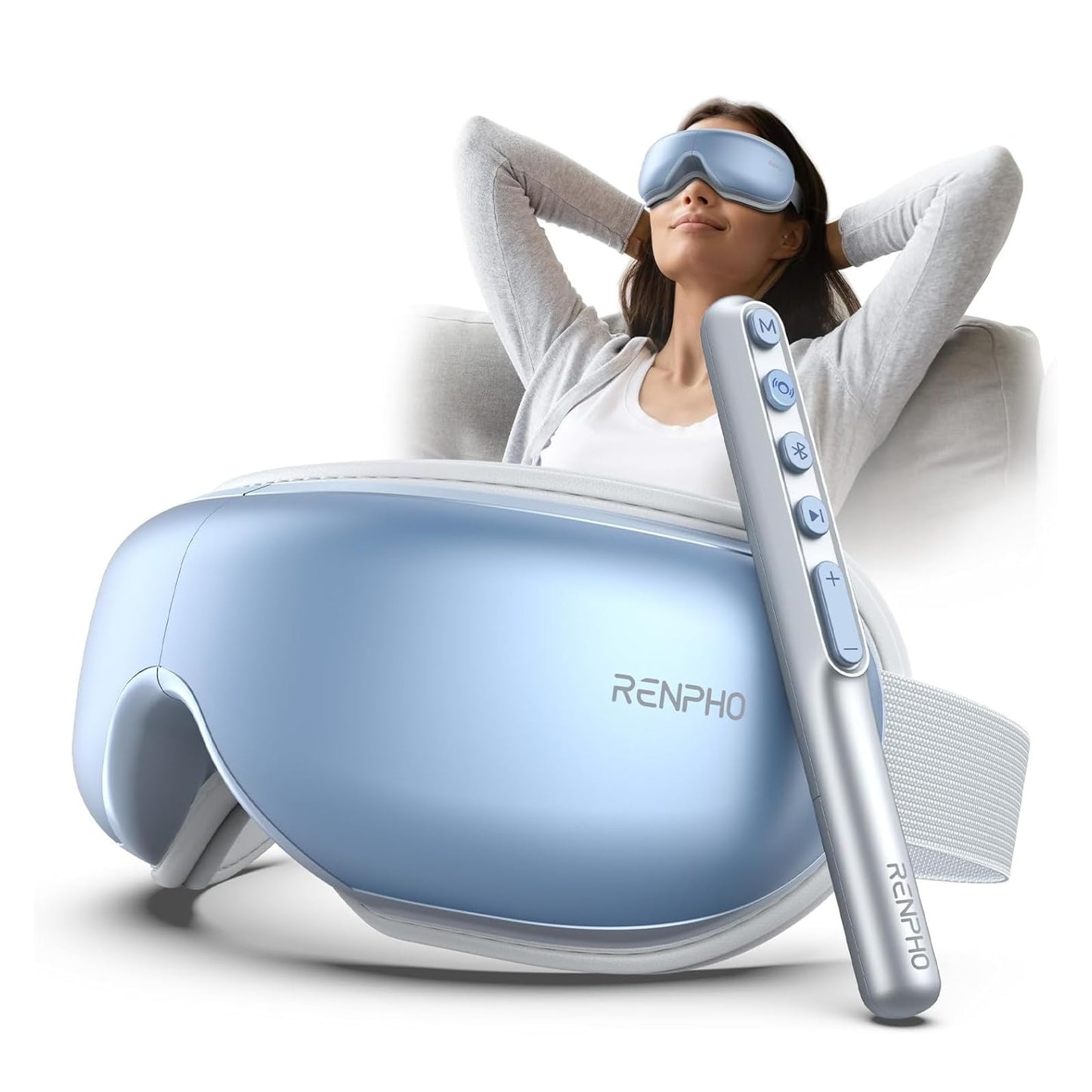 RENPHO Eye Massager with Heat, Birthday Valentines Day Gifts, Migraine Massager with Remote, Compression, Silent Mode, Bluetooth, Heated Sleep Mask for Strain Relief, Stye Eye, Improve Sleep