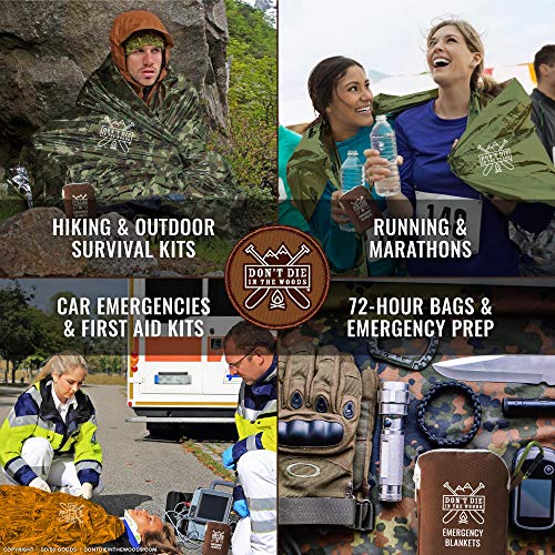 Don't Die In The Woods - World’s Toughest Emergency Blankets [4-Pack] Extra Thick Thermal Mylar Space Blanket - One of The...