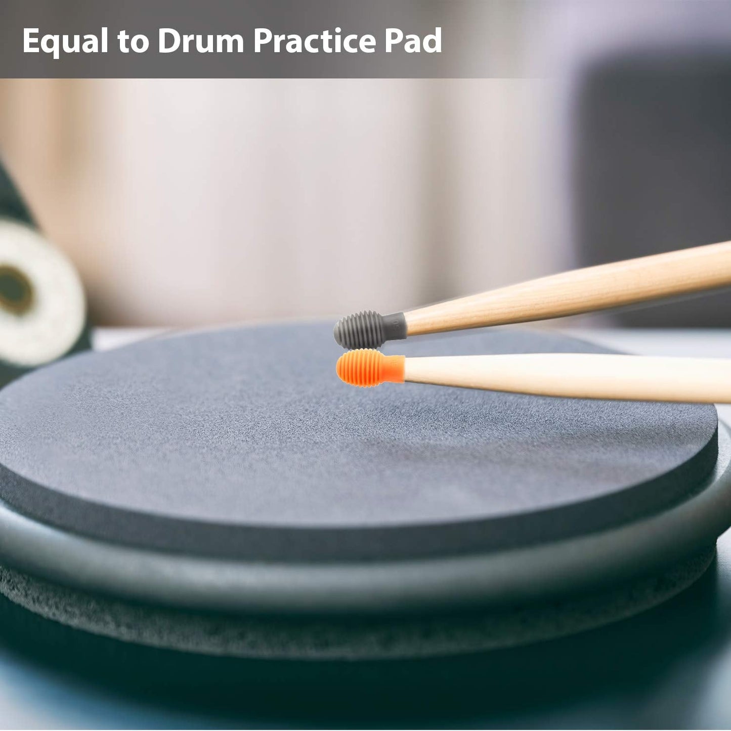 Frienda 8 Pieces Drum Stick Silent Tip Drum Quiet Sticks Mute Dampener Accessory Rubber Practice Percussion Tips Replacement Pra