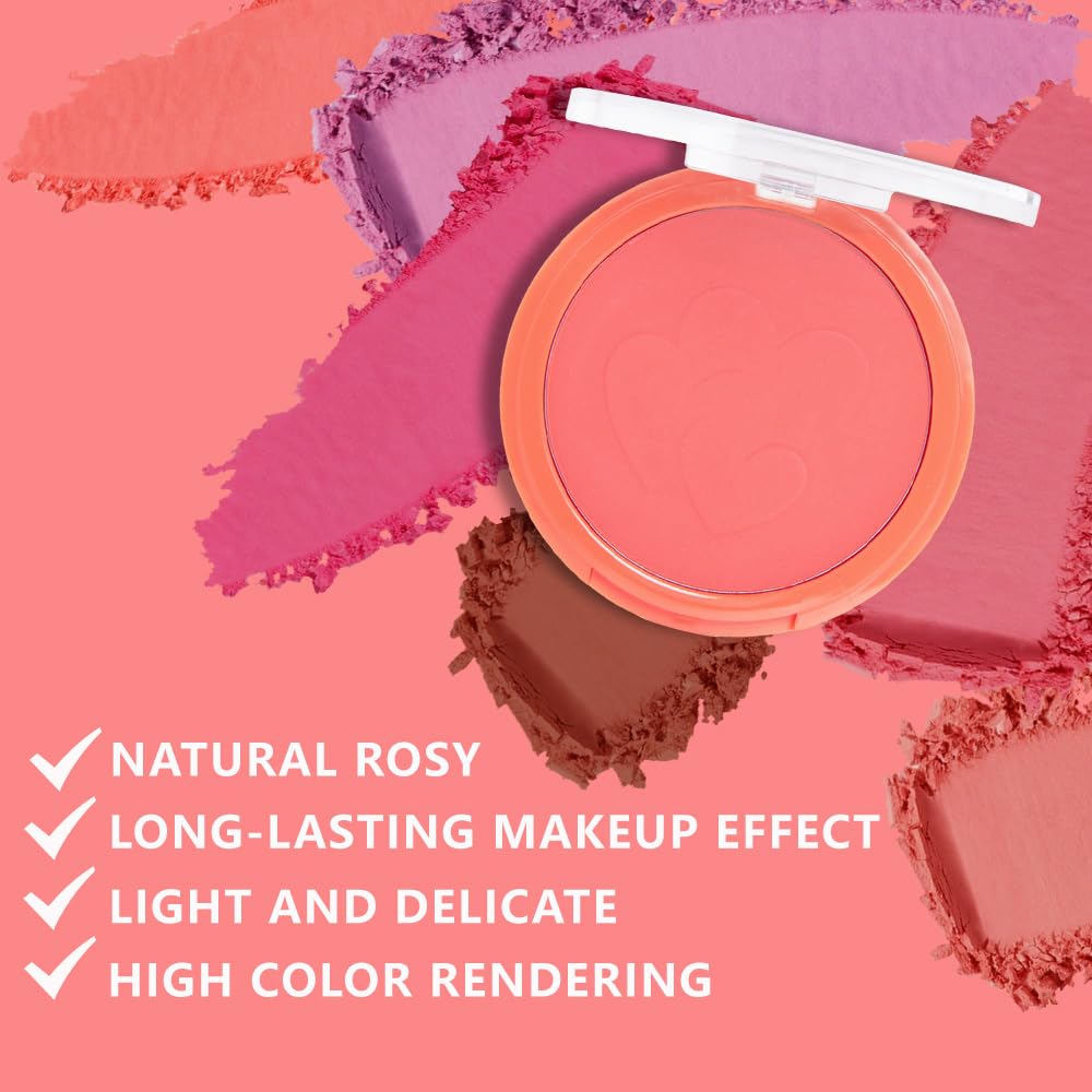 HHLTOH Coral Orange Single Matte Blush for Cheeks Face Blushes Makeup Palette, Natural Orange Monochrome Cream Blushes Palette M