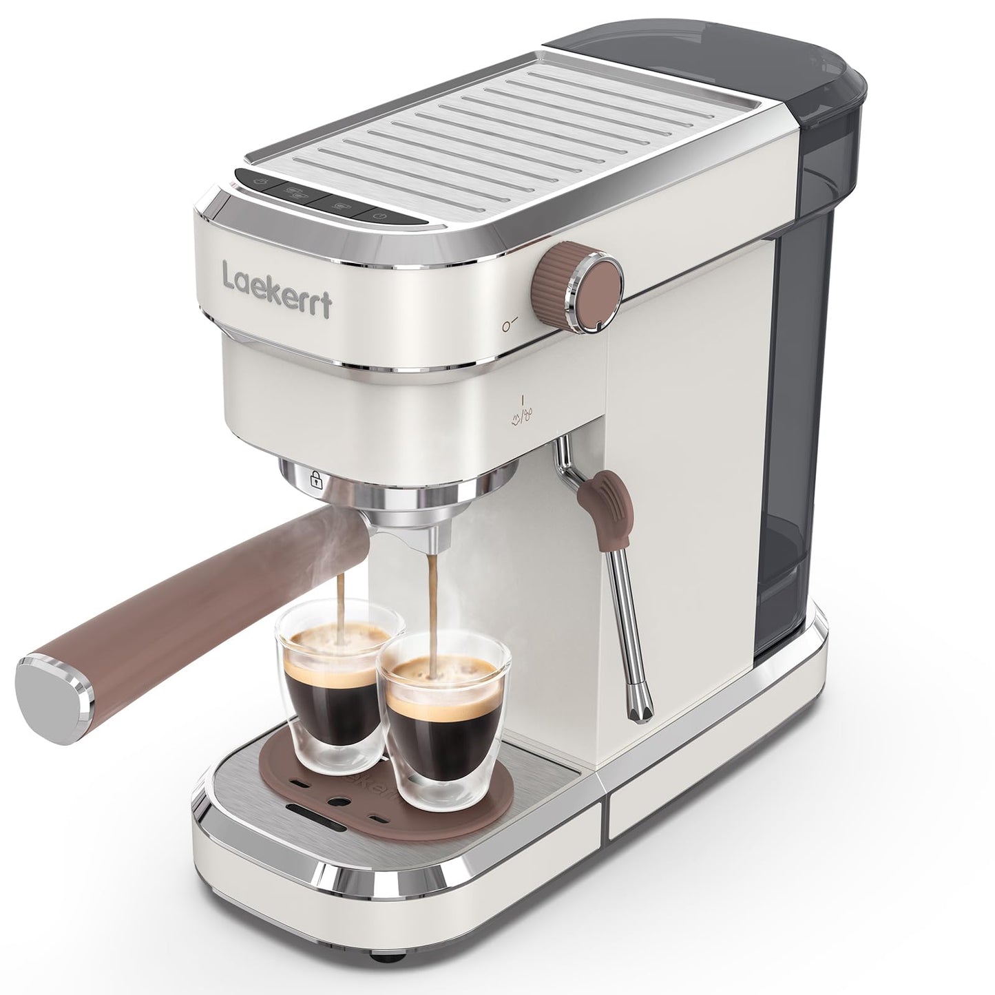 Espresso Machine, Expresso Coffee Machines for Home, 20 Bar Cafetera Espresso with Milk Frother Steam Wand, Compact Small Coffee Maker for Latte and Cappuccino (Pear White, Stainless Steel, Gift)