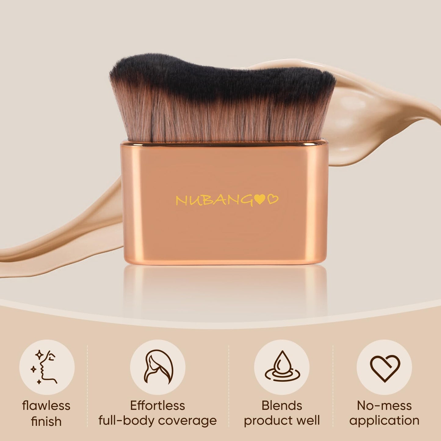 NUBANGOO Professional Kabuki Foundation Brush,Makeup Brush, Self Tanner Brush,Self Tanning brush,Foundation Makeup Brush Cream Powder Liquid,Face Neck Body Leg Tanning Makeup (Pink Gold)