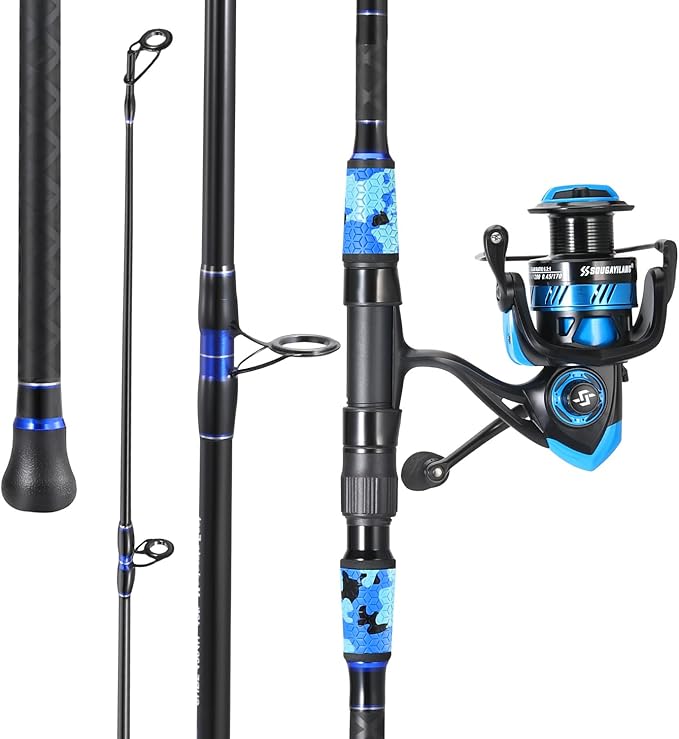 Sougayilang Surf Fishing Rod and Reel Combo, 4 Piece MH/H Saltwater Fishing Combo with 5000 Size Spinning Reel(12'/15')