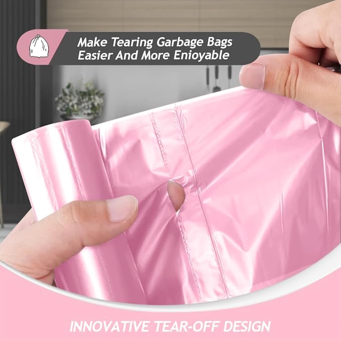 Teivio 4 Gallon 160 Counts Trash Bags Garbage Bags, Bathroom Trash Can Bin Liners, Small Plastic Bags for home office kitchen, fit 12-15 Liter, 3,3.5,4.5 Gal, Pink