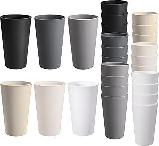 24 Pcs Unbreakable Plastic Cups Set, 20 oz Reusable Plastic Cups, Stackable Water Tumblers, Drinking Cup for Kitchen, Outd...