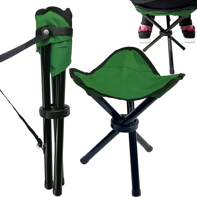 Travel Folding Camping Stool, 14.6 inches Tripod Chair and Maximum weight 300 lbs Outdoor Portable Party Chair Fishing Cha...