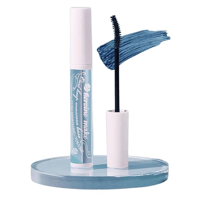 HEROINE MAKE by KISSME Lash Mascara Volume and Length, Smudge Proof & Waterproof Mascara for Women, Eye Makeup Base with Argan Oil, Japanese Organic Fiber, Voluminous Curl-Enhancer, Blue Grey, 1 EA