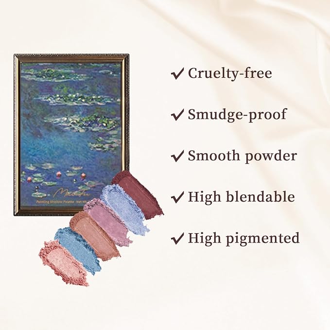 MilleFee Painting Eyeshadow Palette (06 Water Lilies), Eyeshadow Palette, Cool Deep, Cruelty-Free
