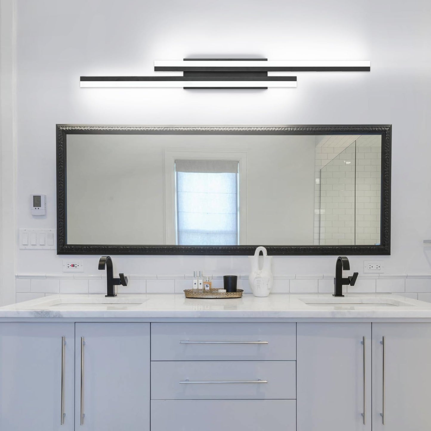 PRESDE 40 Inch LED Bathroom Vanity Light Bar, Modern Black Wall Lighting Fixture Over Mirror 5CCT